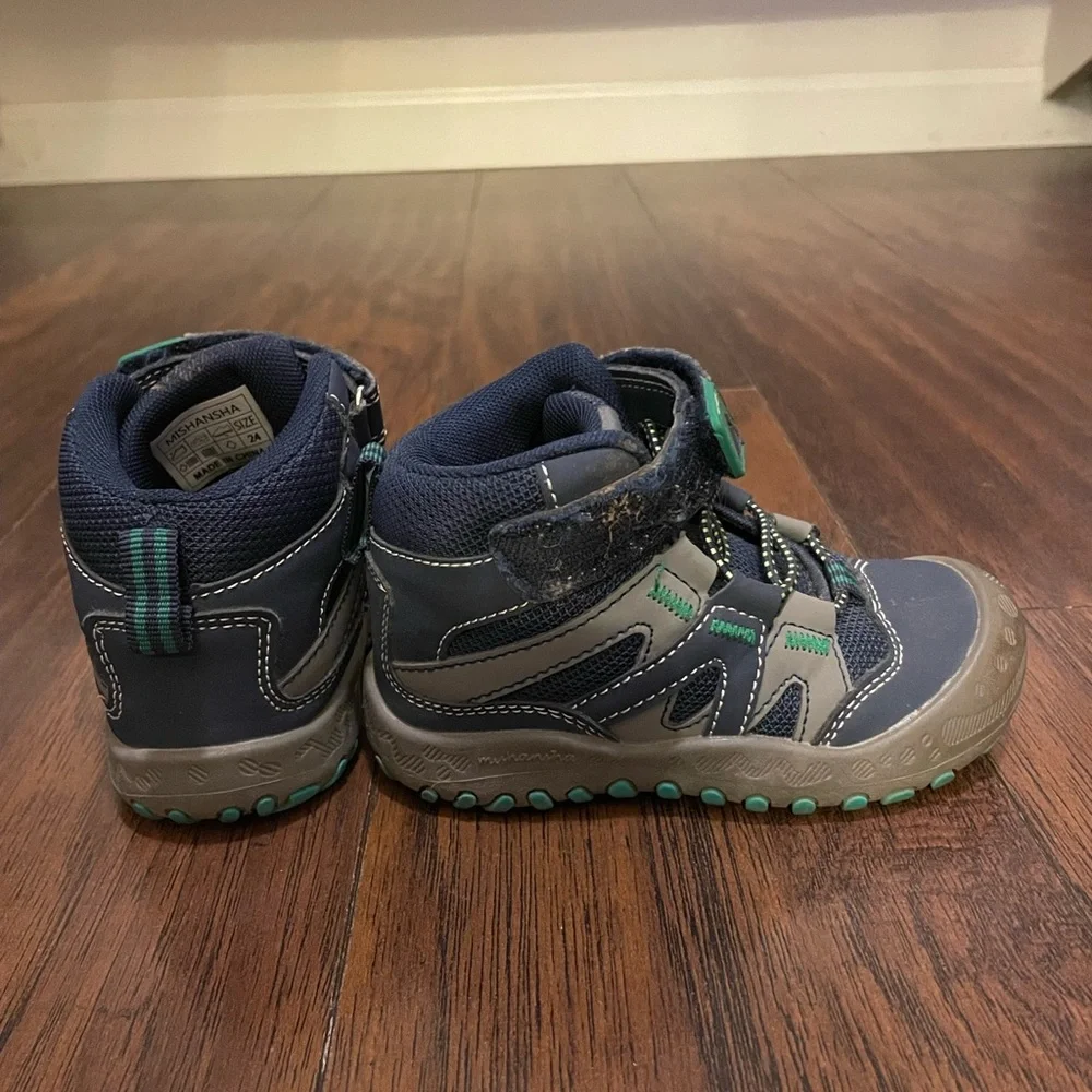 Kids Navy & Green Snow/Hiking Boots – Water Resistant | Size Toddler 7.5